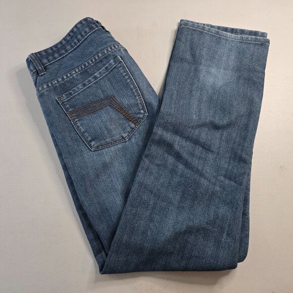 DKNY Mott Jeans Women's 20 (waist 32) Blue Dark Wash Slightest Distress Straight - Picture 10 of 16